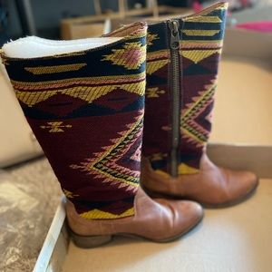Steve Madden Graced Aztec Multi Southwest Print Cowboy Boots